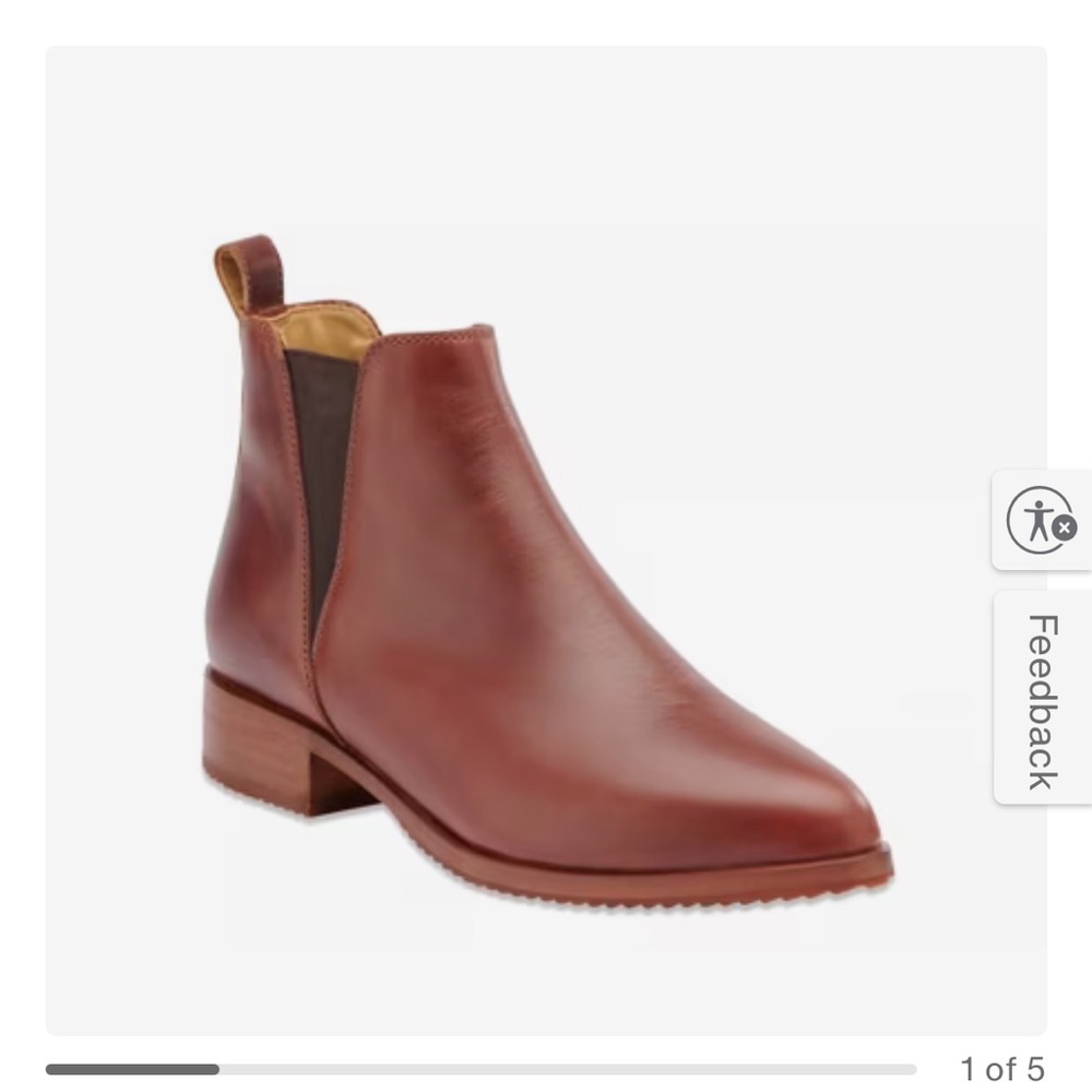 Nisolo Brown Leather boots, 1 inch block heel